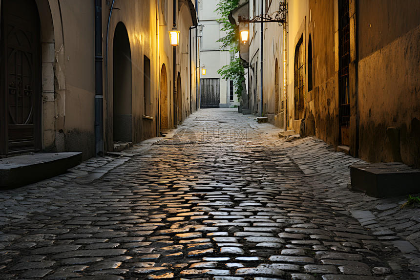 孤独的欧式小镇街道图片