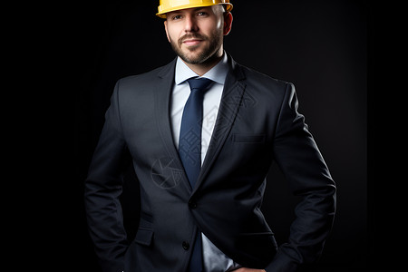 戴安全帽的建筑工程师背景图片