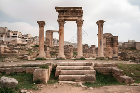 壮观的古罗马遗址建筑背景图片