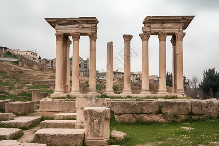 历史悠久的古罗马遗址建筑背景图片