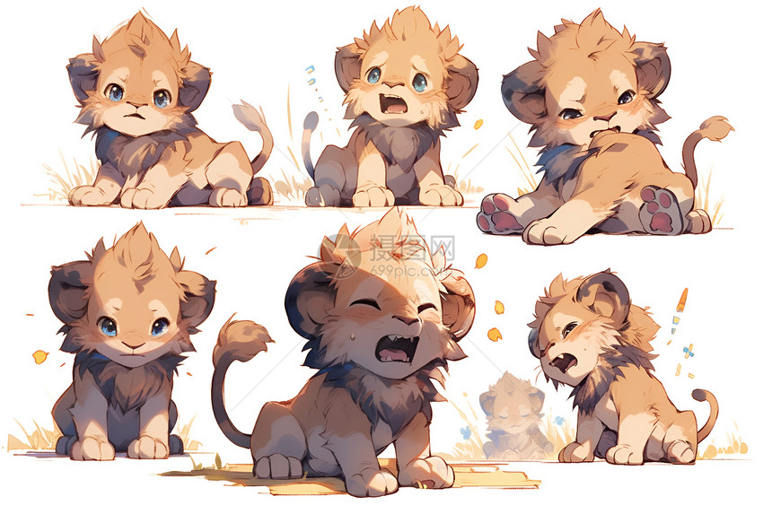 呆萌可爱的小狮子插图图片