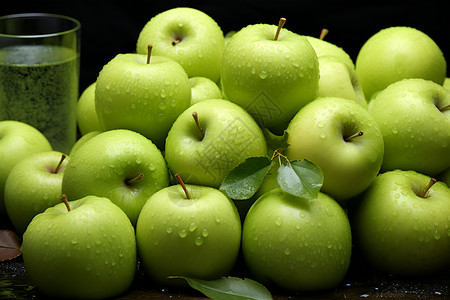 青苹果水果新鲜采摘的苹果背景