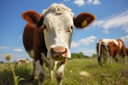 牧场欢歌的牛群背景图片