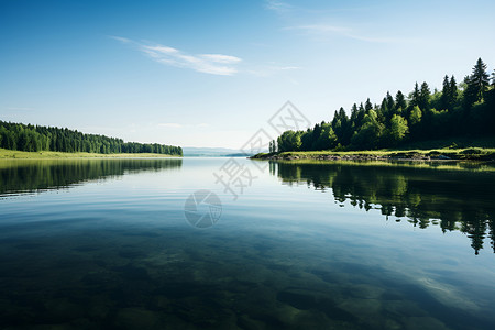 青山湖畔的美丽景观背景图片