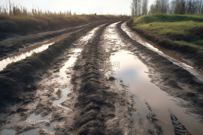 农村泥泞的小路图片