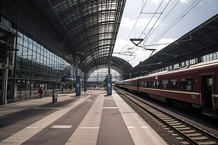 车站中的站台和列车背景图片