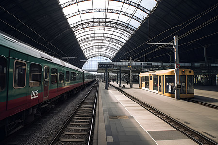 火车站中的列车背景图片