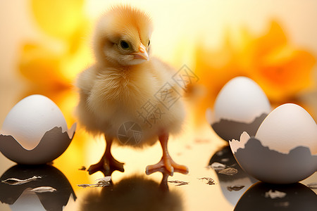 刚孵化的小鸡背景图片