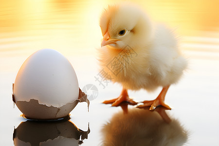 孵化的新生命小鸡背景图片