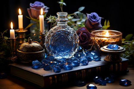 桌面上精美的蓝色水晶背景图片