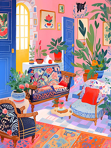 客厅家居的色彩背景图片