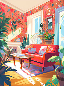 色彩鲜明的沙发背景图片