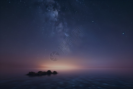 夜空中的孤岛背景图片