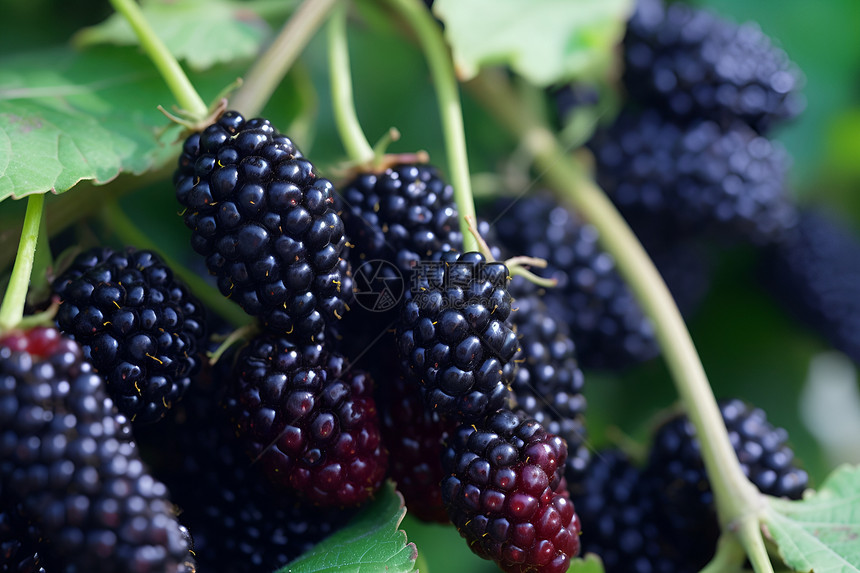 果园中成熟的黑莓果实图片