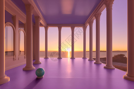 日落拱门柱和门廊全景高清图片