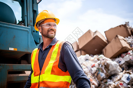 回收站素材垃圾回收站的运输工人背景