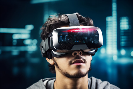 VR眼镜沉浸式体验和虚拟现实背景图片