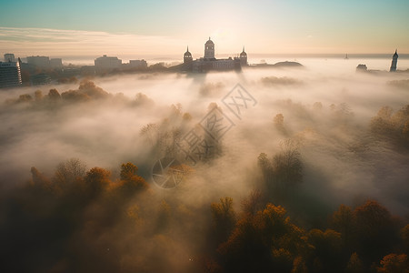 迷雾笼罩的城市背景图片