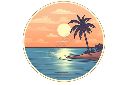 夕阳下的椰子海滩背景图片