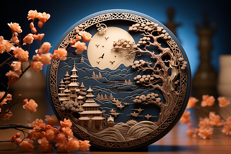中秋节包装精美的中秋节月饼盒背景