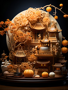 精美中秋节创意艺术的中秋节模型背景
