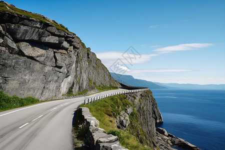 悬崖边的道路背景图片