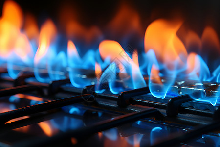 蓝色火焰的炉灶背景图片
