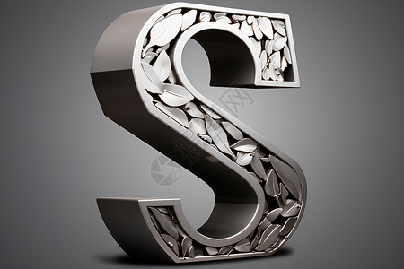 金属立体字母银色的大写字母S设计图片