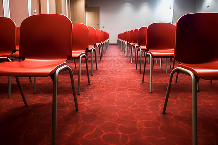 红色椅子和地毯的会议室背景图片
