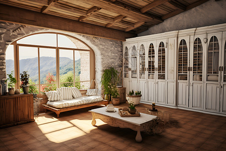 乡村别墅中的客厅背景图片
