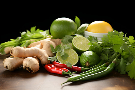 清新健康的泰式蔬菜背景图片