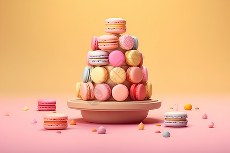 彩色欢乐的马卡龙甜点背景图片