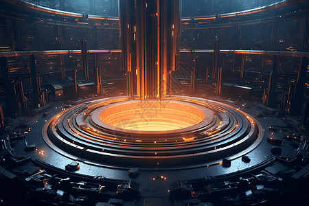 未来舞台中心的圆形舞台背景