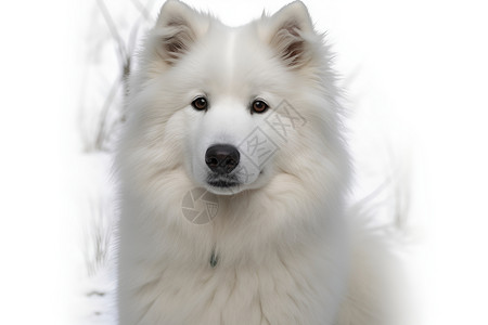 白毛撒摩耶犬高清图片