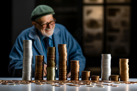 货币储蓄的老人背景图片