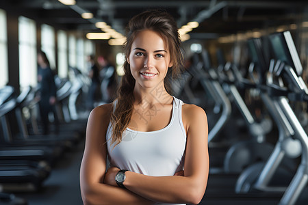 健身房锻炼的外国女子背景图片