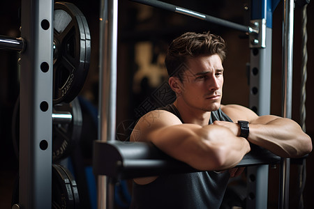 健身房锻炼的外国男子背景图片