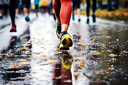 雨中奔跑的运动员背景图片