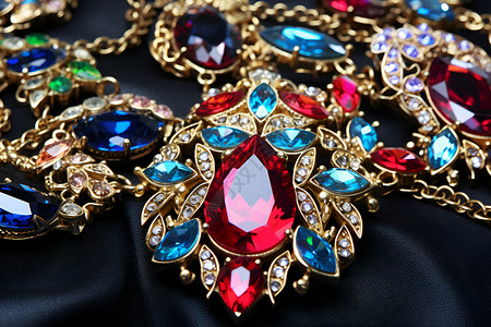 华丽多彩的钻石项链背景图片