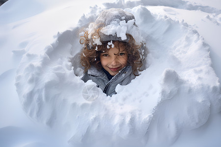 冬季户外玩雪的小女孩背景图片