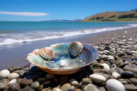 海滩上的贝壳背景图片