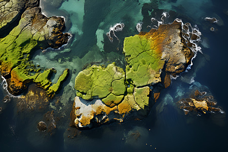 航拍海中的小岛背景图片
