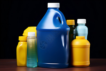 一组塑料瓶清洁剂量高清图片