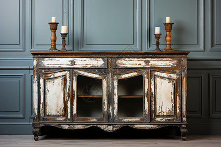 复古的木质橱柜背景图片