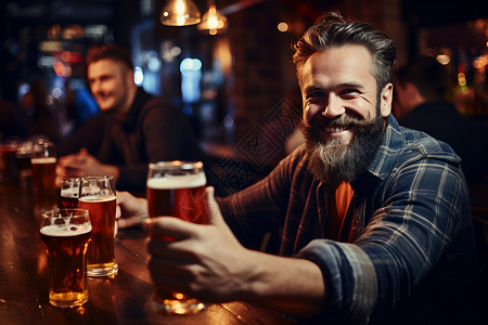 酒吧畅饮的外国男子背景图片
