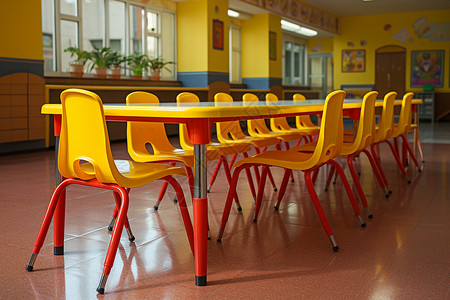 幼儿园中的桌椅背景图片