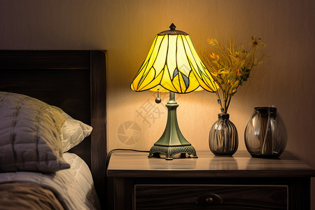 卧室内温馨的台灯背景图片