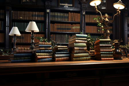 桌面上摆放的古典书本背景图片