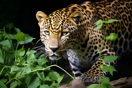 丛林中的豹子背景图片