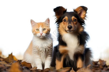 乖巧可爱的宠物猫咪和狗狗背景图片